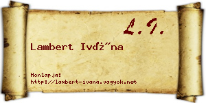 Lambert Ivána névjegykártya